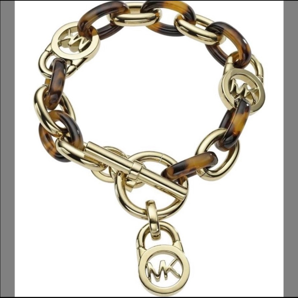 Michael Kors Tortoise Gold tone Toggle Bracelet